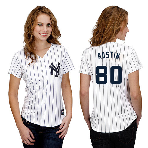Tyler Austin #80 mlb Jersey-New York Yankees Women's Authentic Home White Baseball Jersey - Click Image to Close
